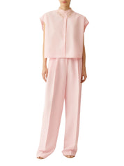 Sleeveless shirt in petal pink poplin
