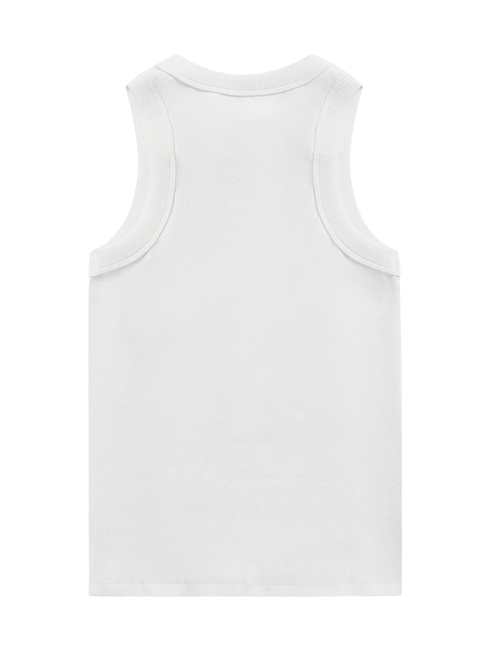 Distressed crystal ribbed knit tank top
