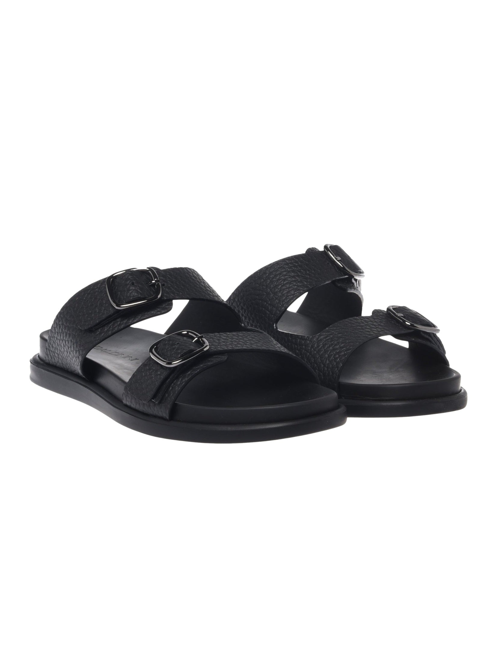 Black tumbled leather mule