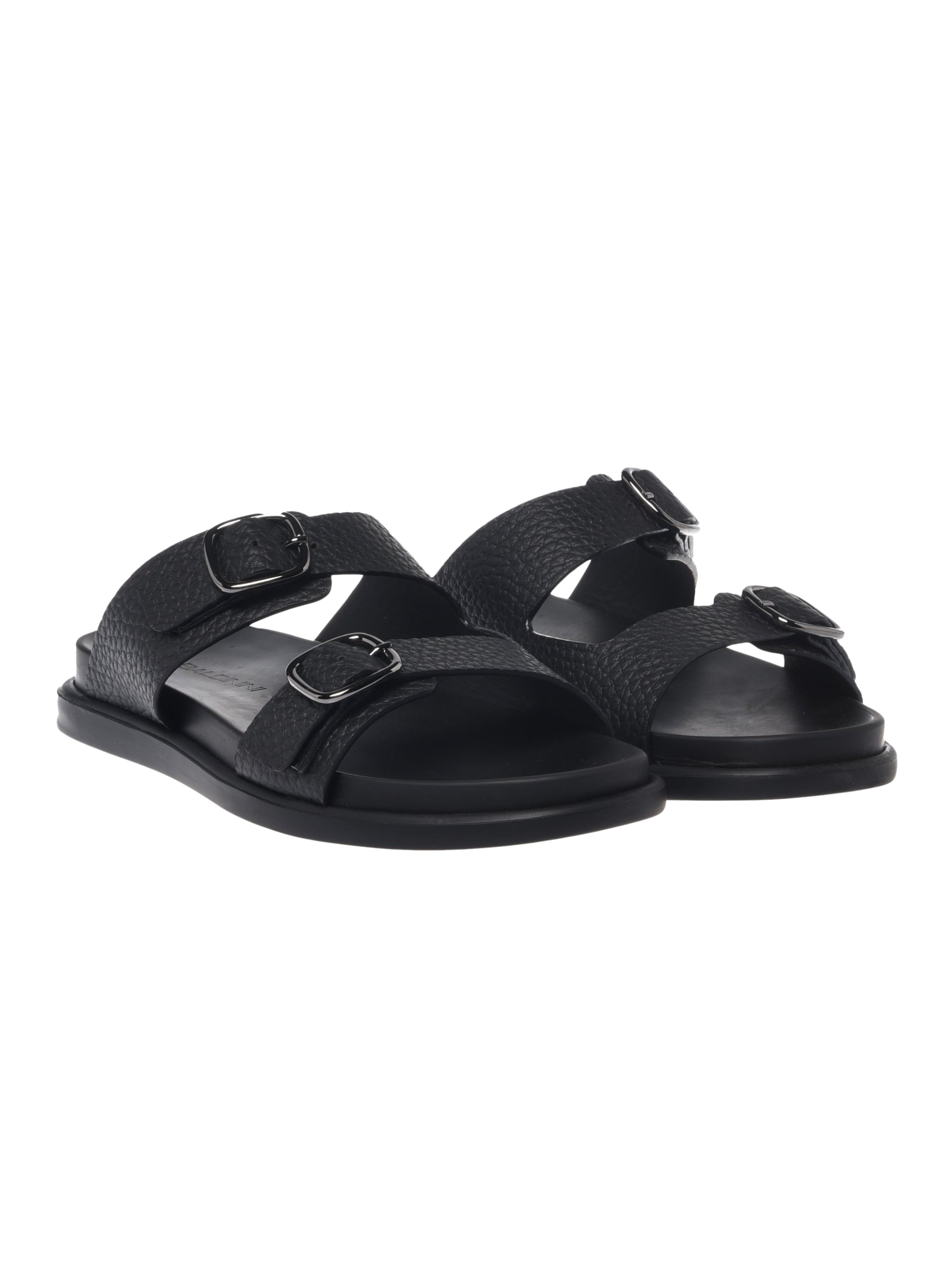 Black tumbled leather mule