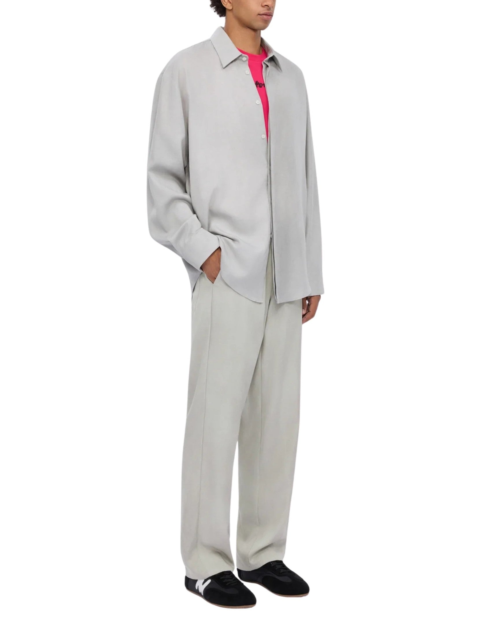 Ice grey wide-leg lyocell trousers