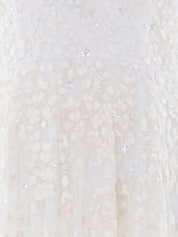 Versailles ditsy v-neck cape sleeve ankle gown