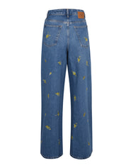Printed flower denim lari jeans