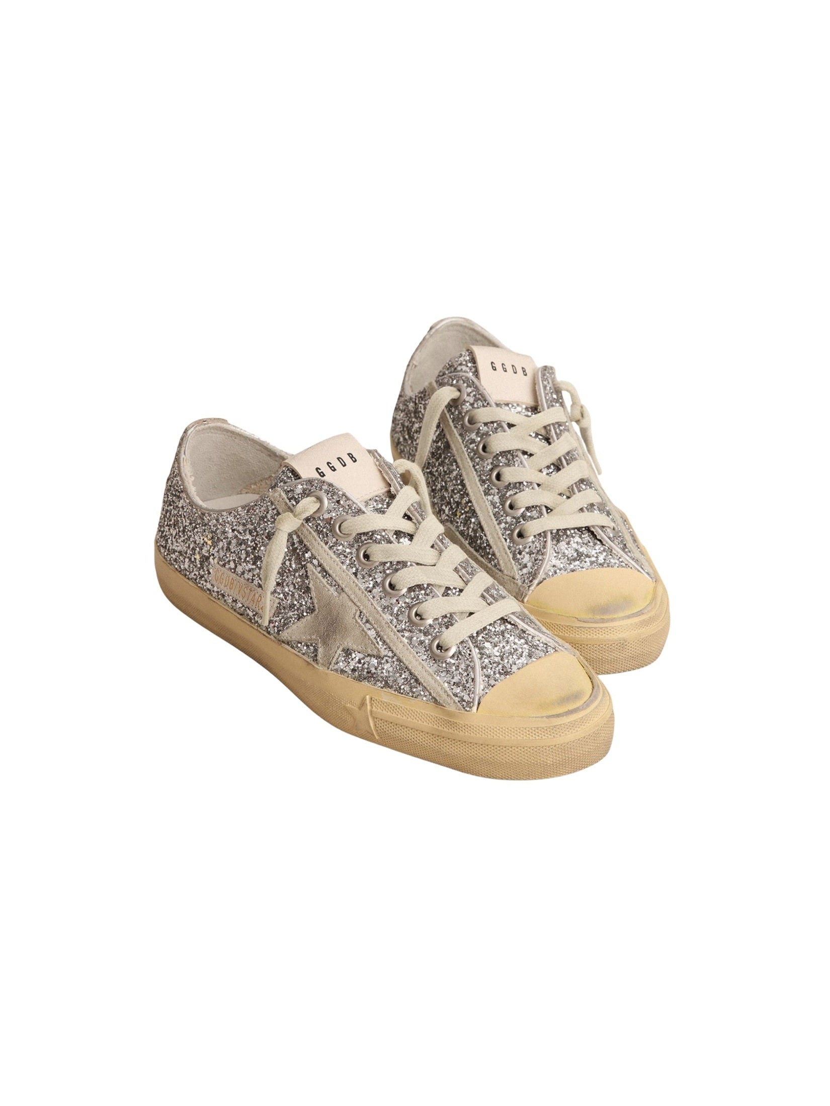 V- star glitter upper rubber toe suede star and list