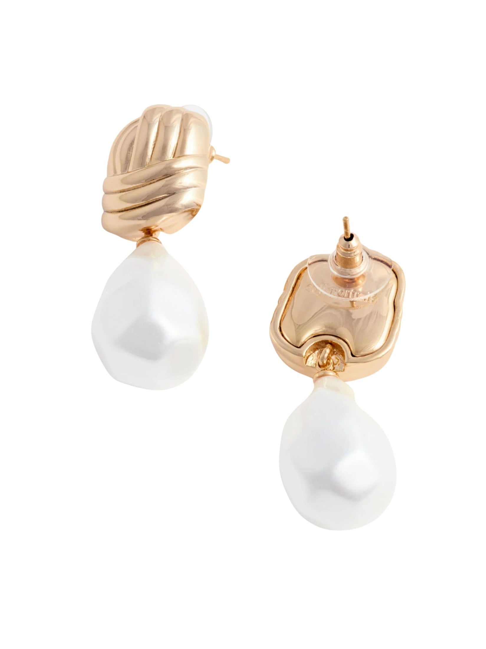 Gold knot pearl earrings