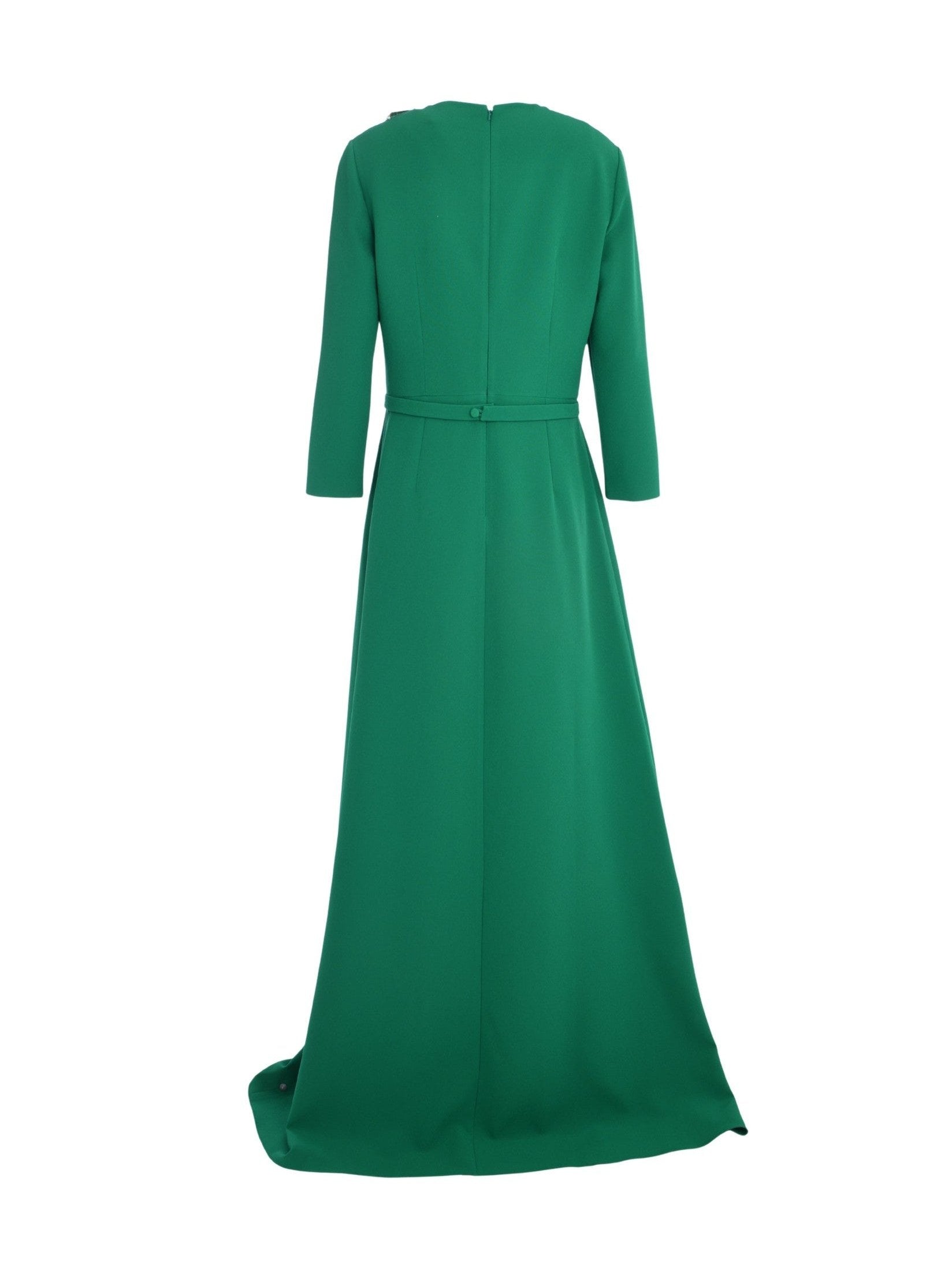 Aspen long sleeve a-line gown with round neckline