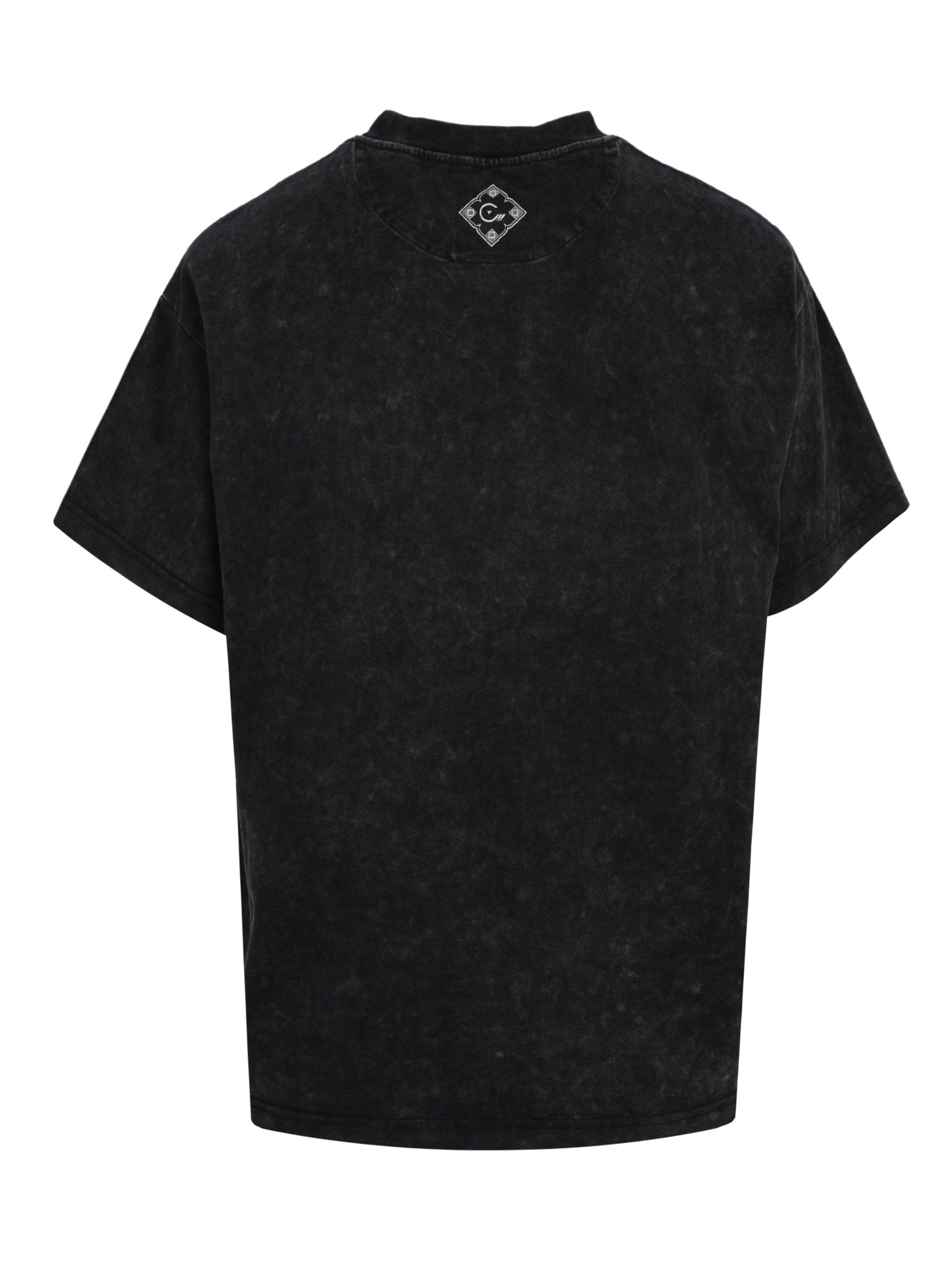 CENMAR WASHED GRAY T-SHIRT WITH WOLF EMBROIDERY