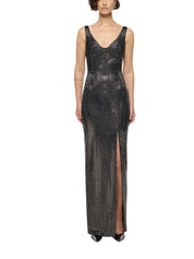 DRAPE NECKLINE DIAMANTE GOWN
