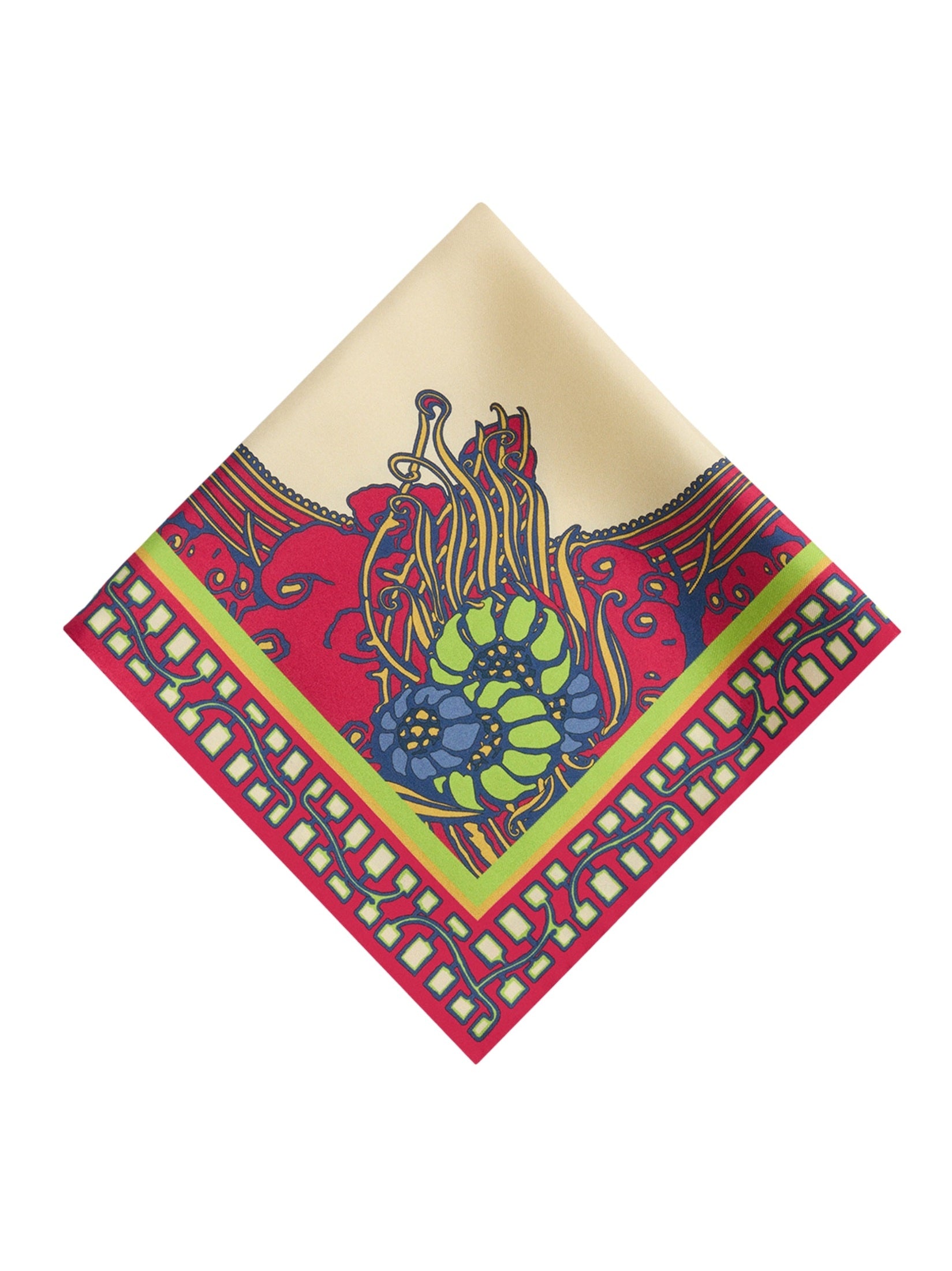 Mini foulard lemuria placée pink in silk twill (45x45)