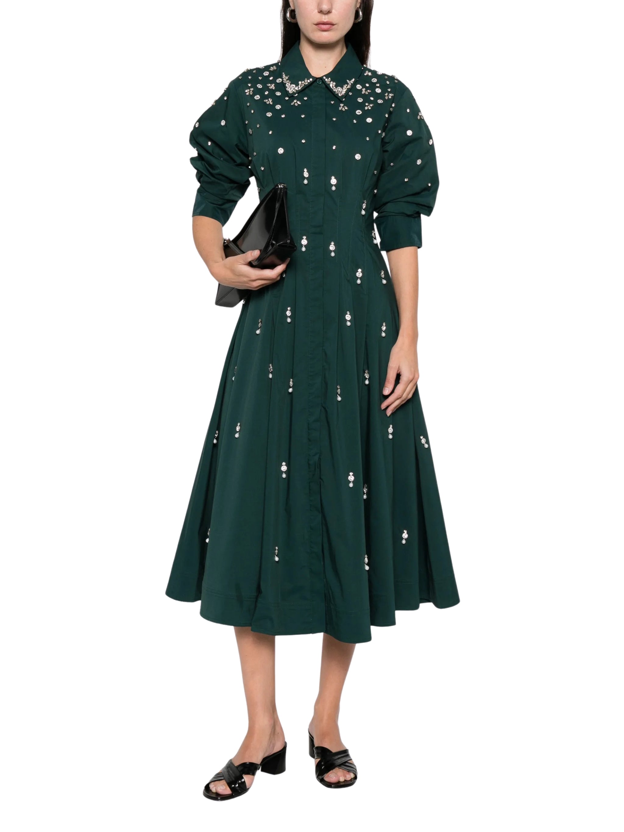 Jazz Embellished Pintuck Midi Dress