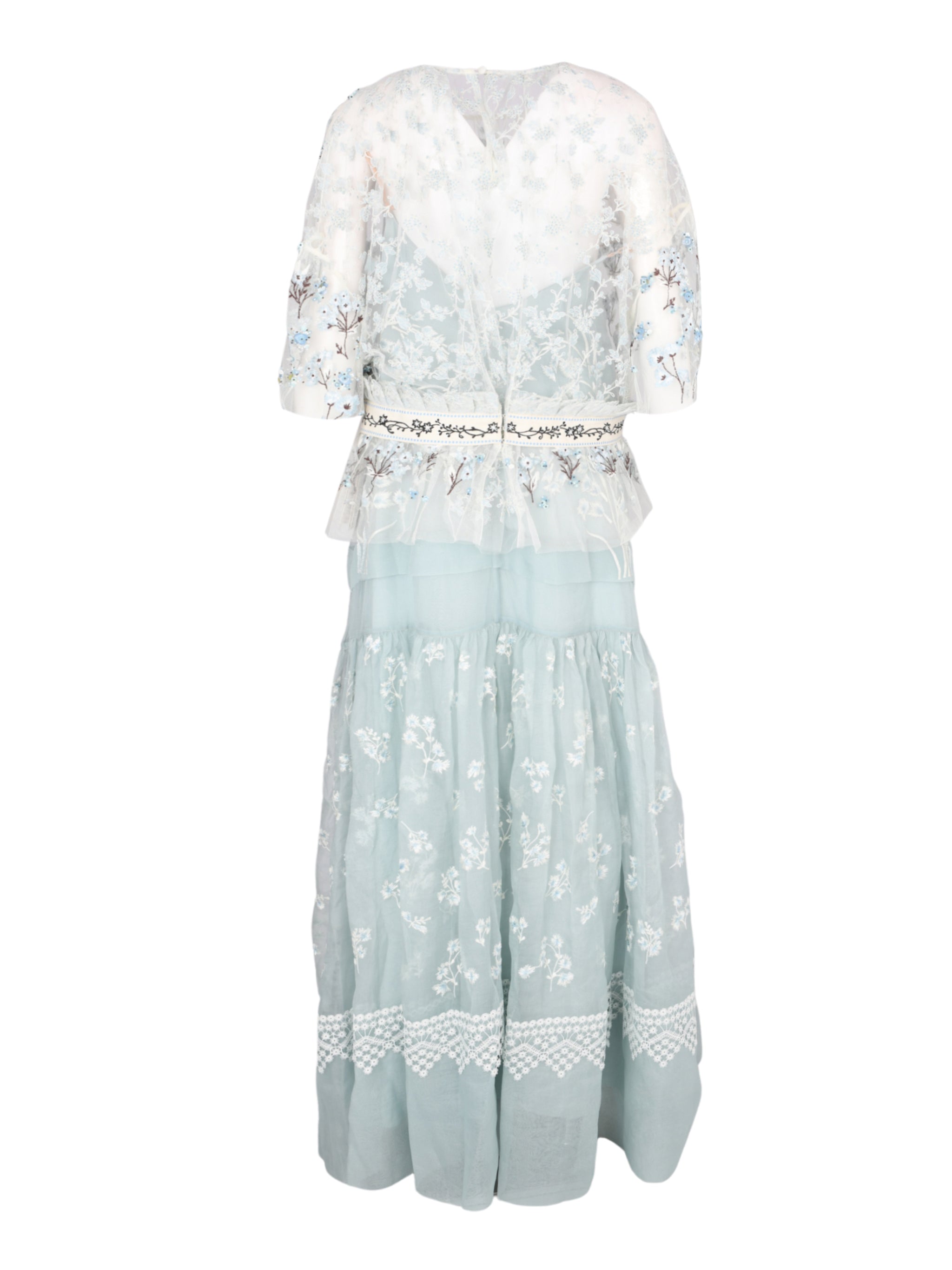 Gilga 2in1 set embroidered tulle and organza silk mid length dress