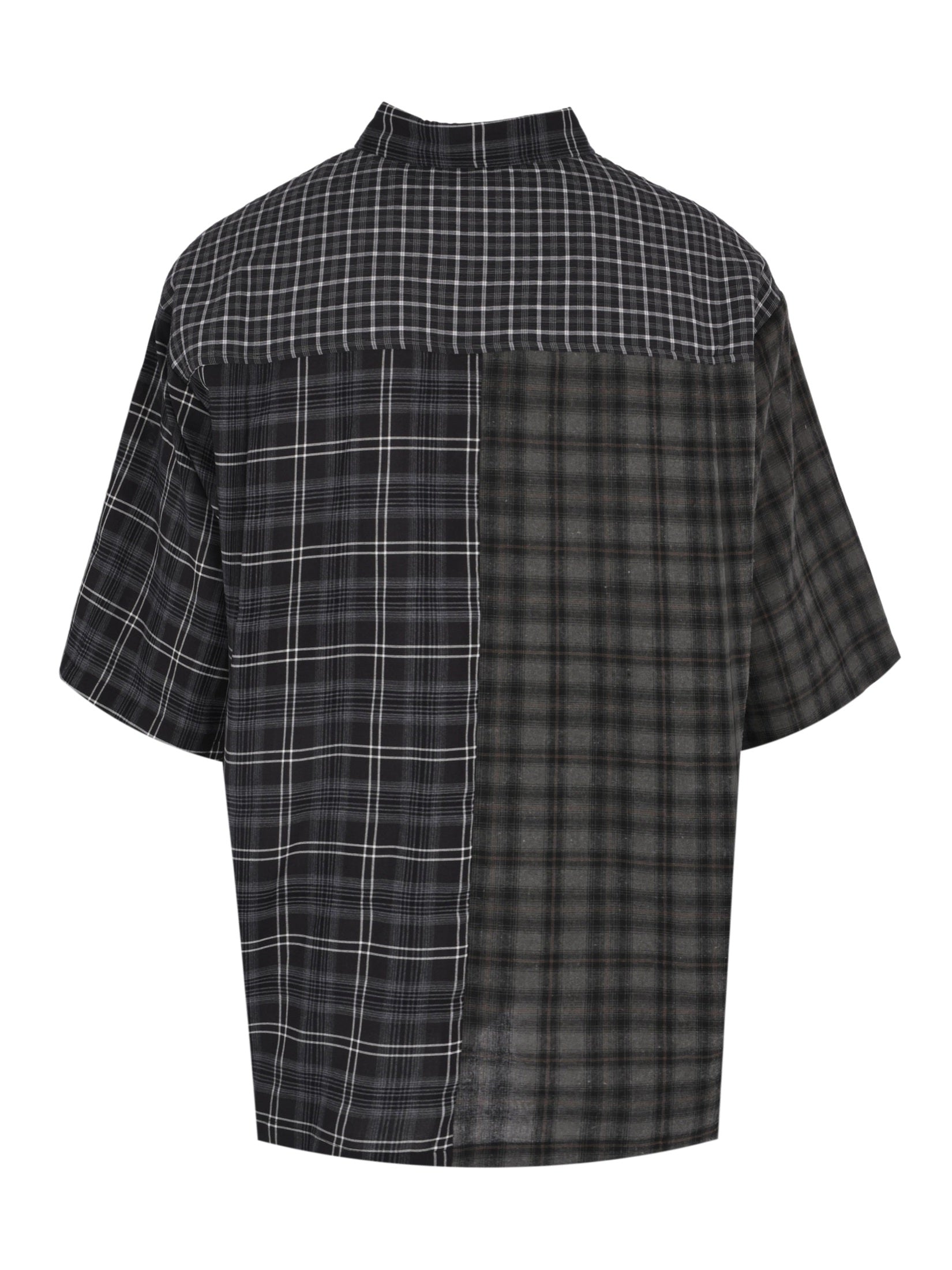 Check mixed short sleeve shirt