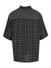 Check mixed short sleeve shirt