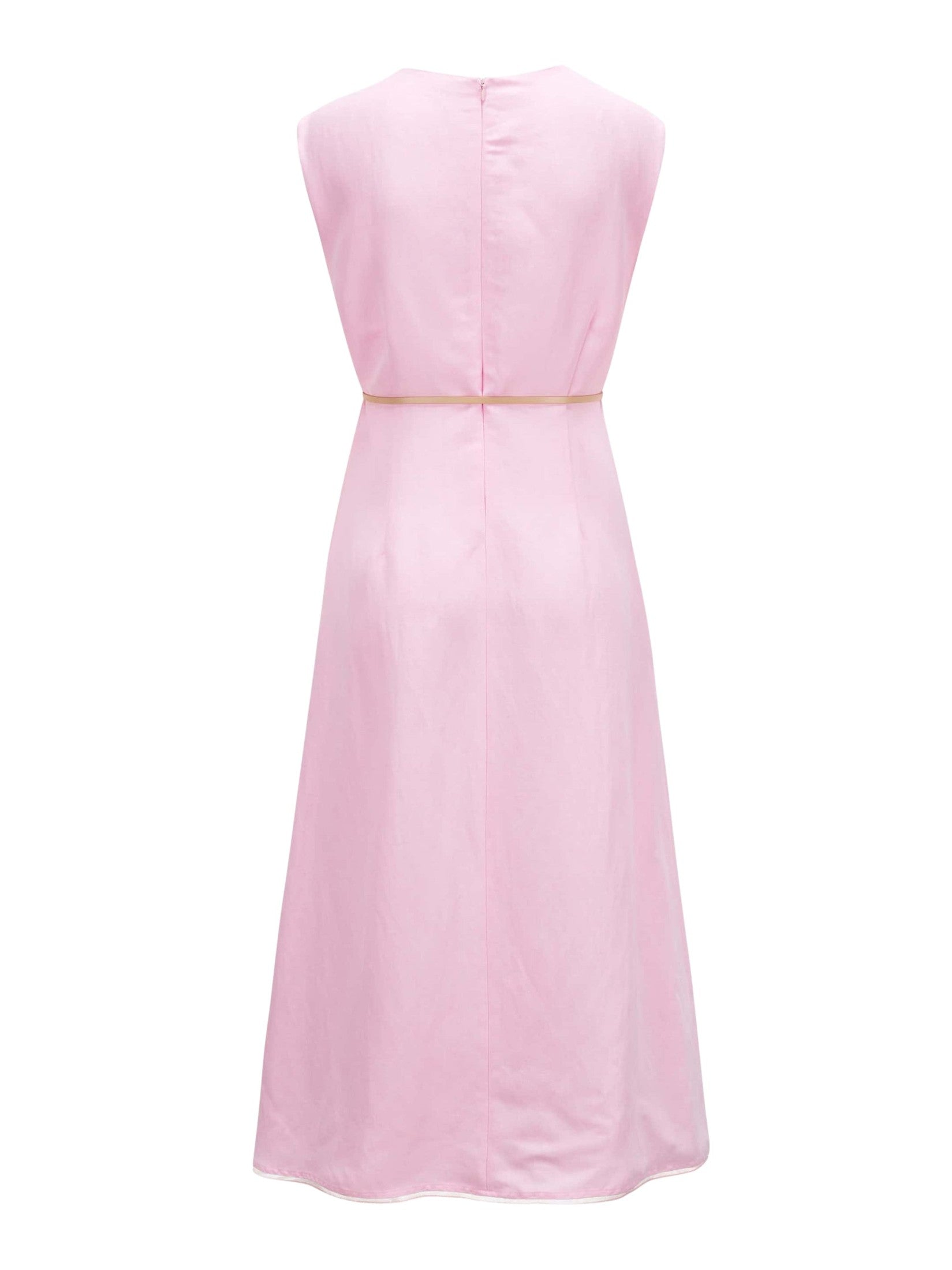 Fluid dress in linen and viscose