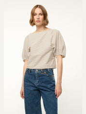 Didi top ivory dark oak micro stripe