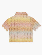 TALLOW CHEVRON KNIT POLO TOP