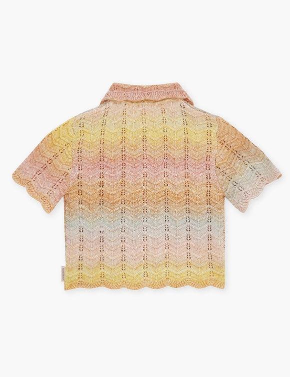 TALLOW CHEVRON KNIT POLO TOP