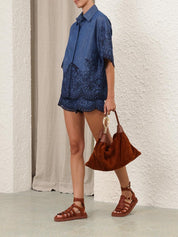 Coco embroidered denim shirt