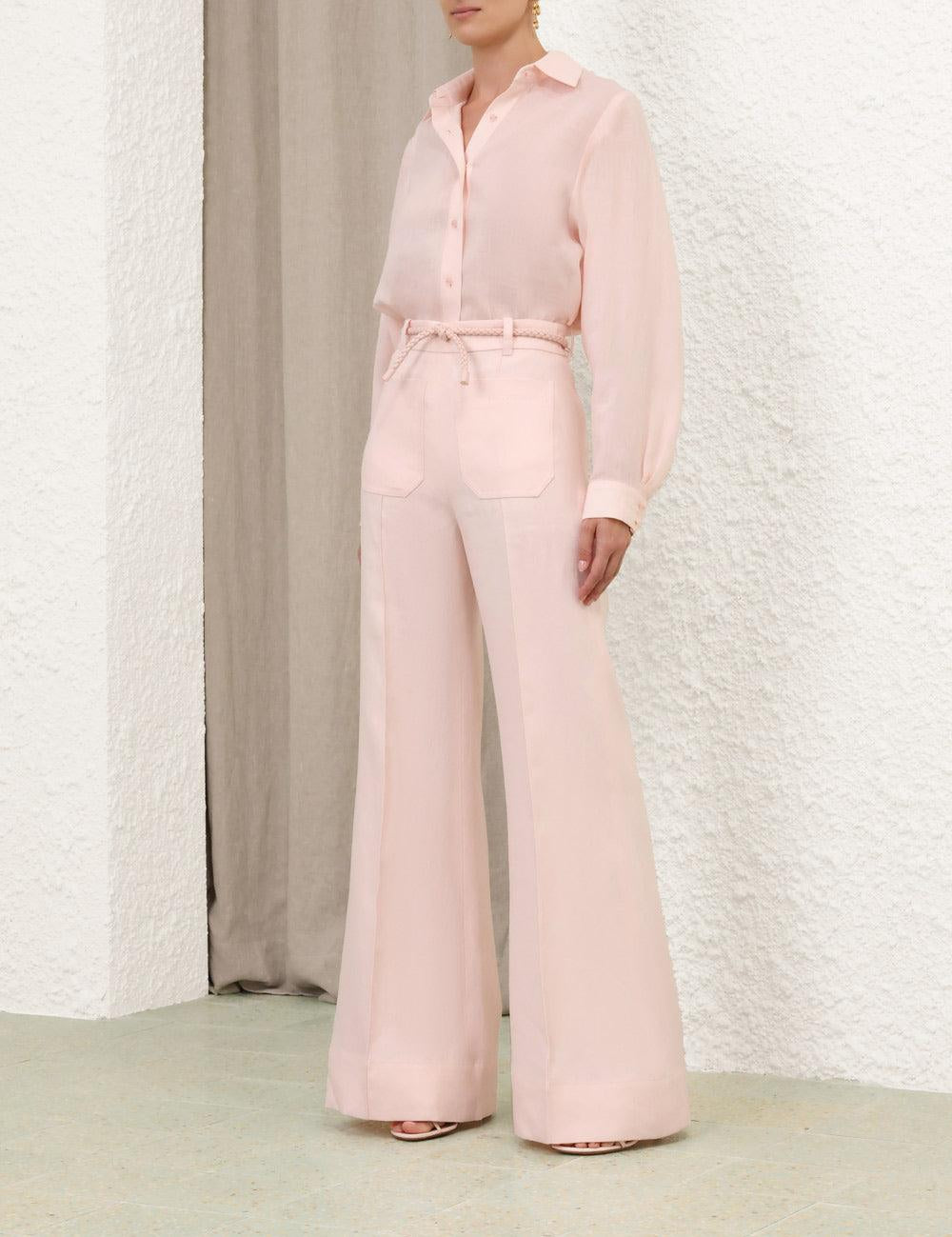 CRUSH LINEN FLARE PANT