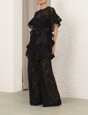 CRUSH BELTED LACE PANT