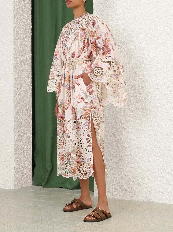 Awaken embroidered yoke maxi