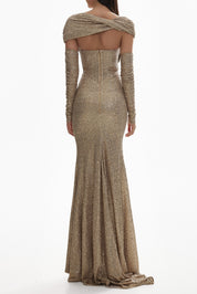 MAHA GOLD SEQUINS DRESS فستان 