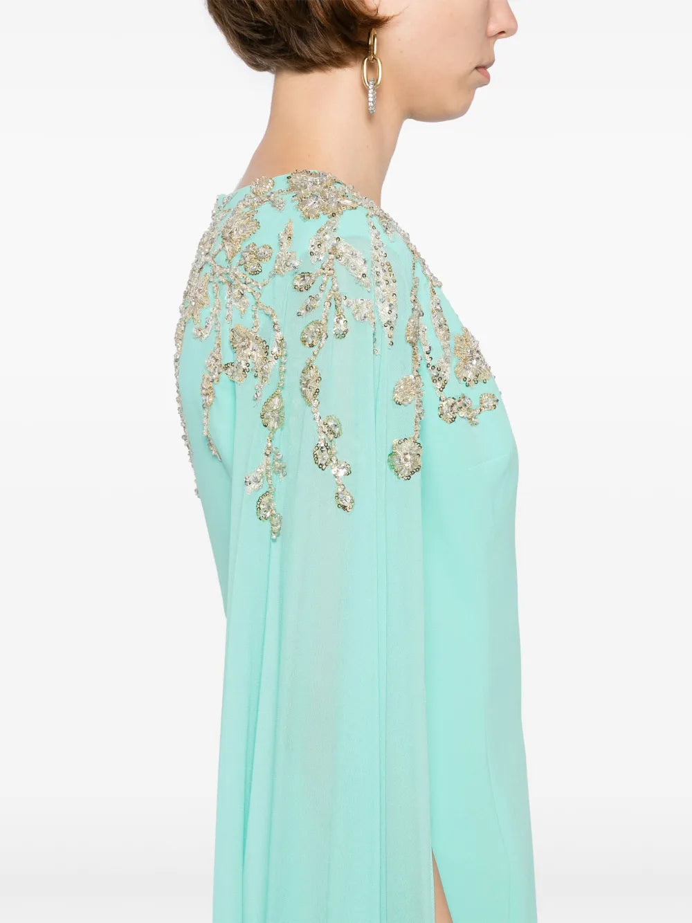 Embellished crepe kaftan