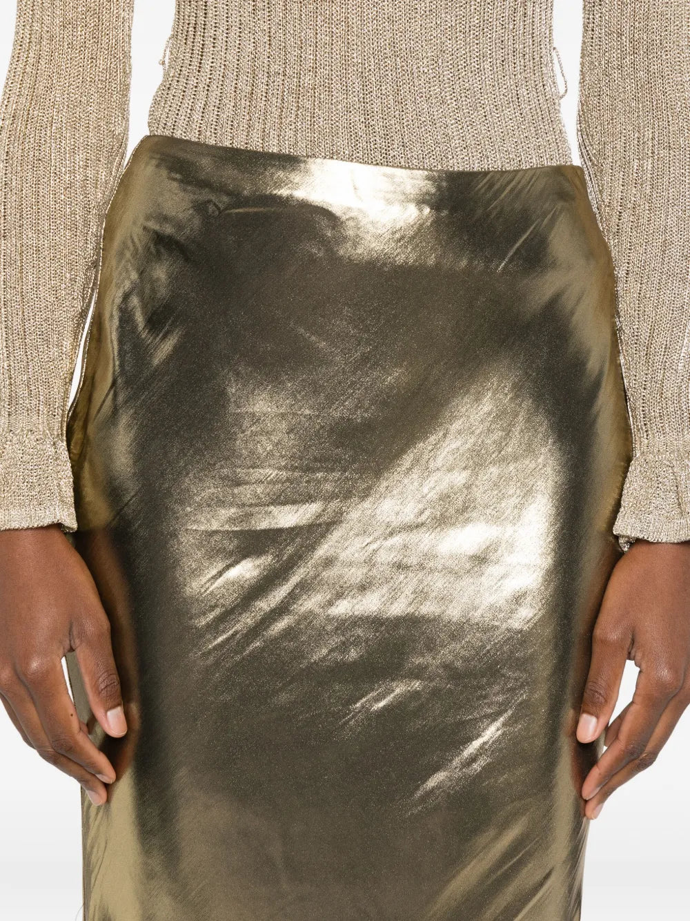 GOLD METALLIC MAXI SKIRT