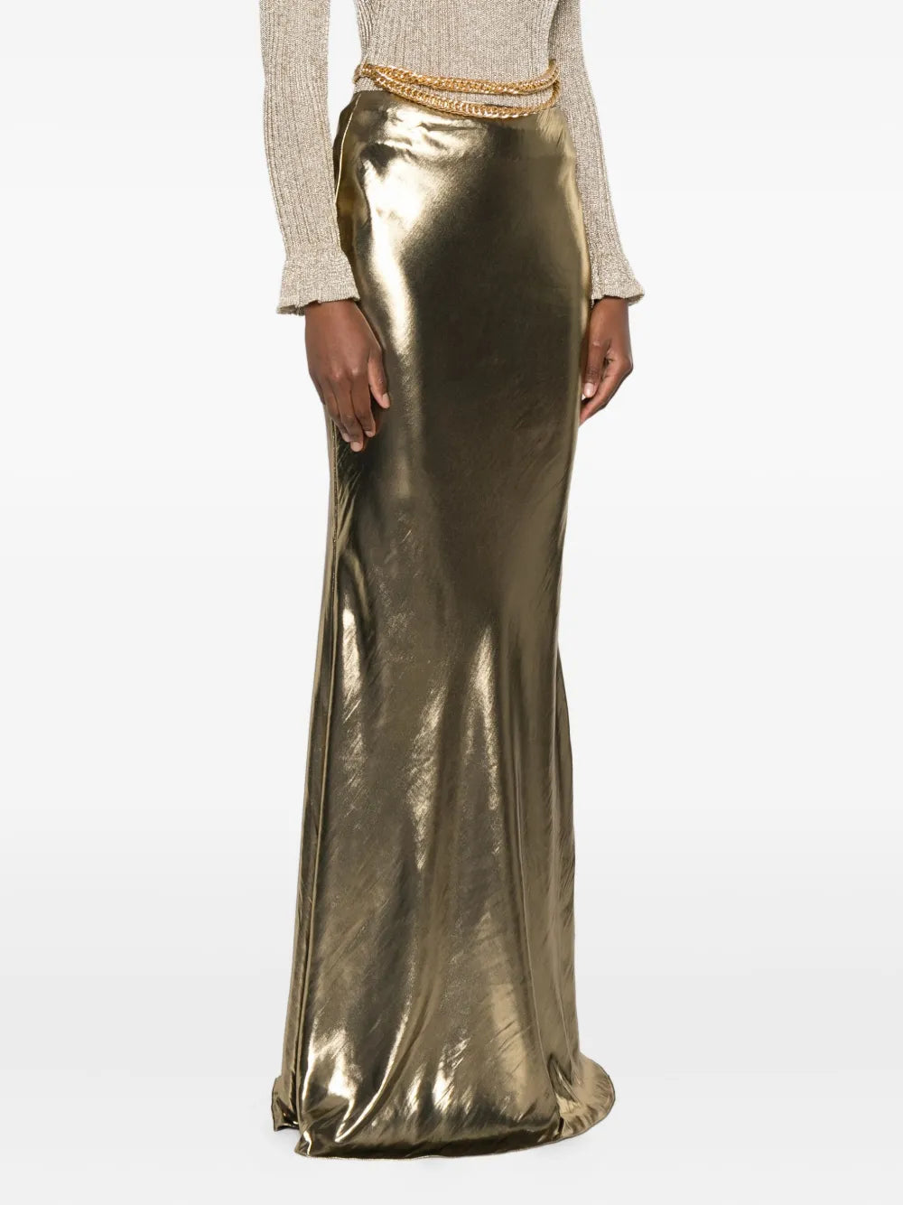 GOLD METALLIC MAXI SKIRT