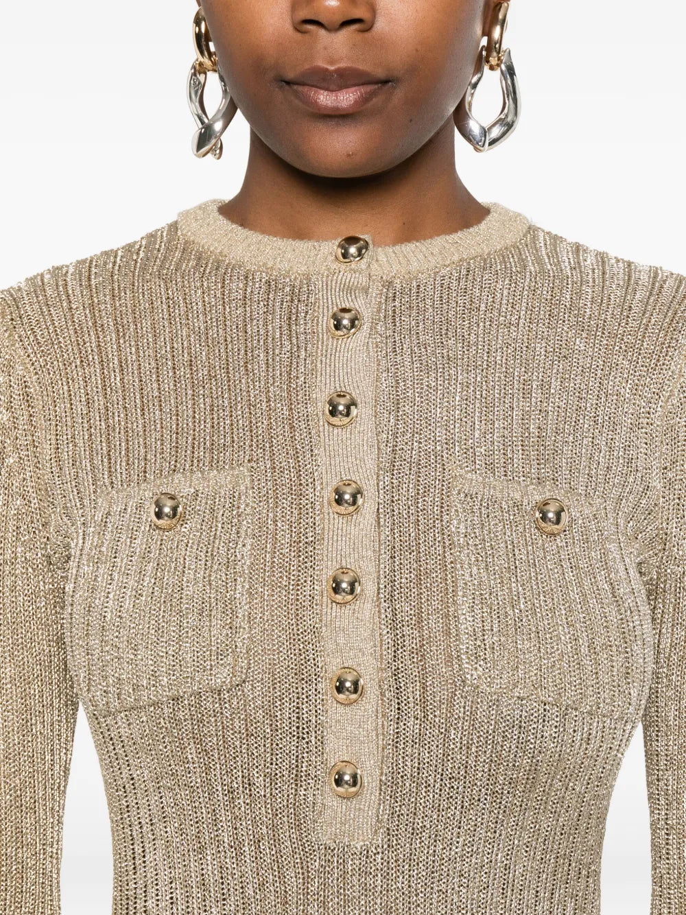 GOLD LUREX RIBBED KNIT TOP