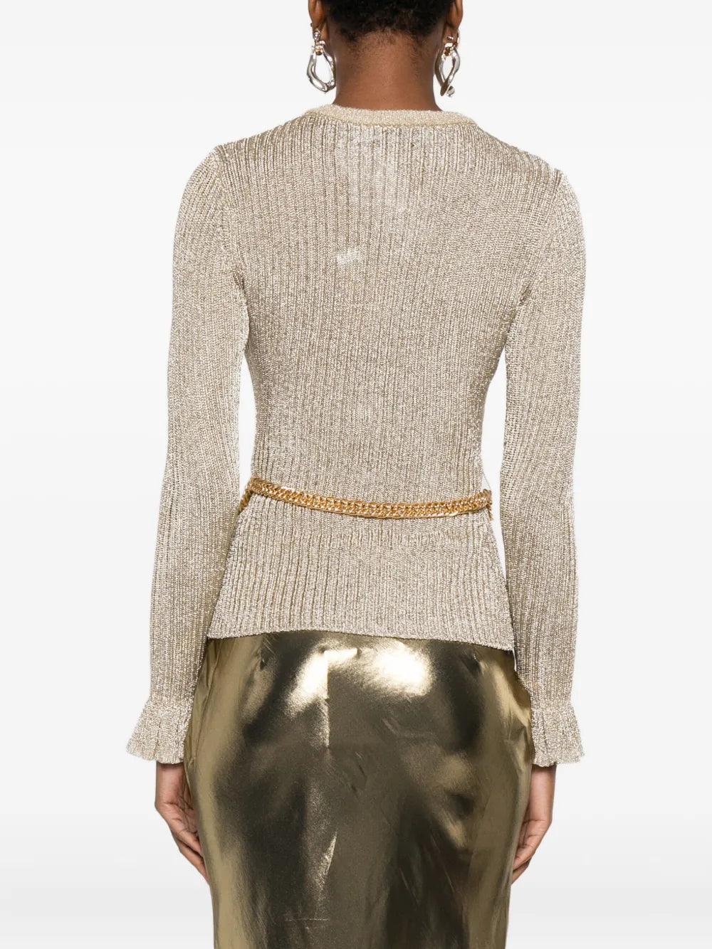 GOLD LUREX RIBBED KNIT TOP