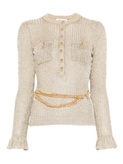 GOLD LUREX RIBBED KNIT TOP