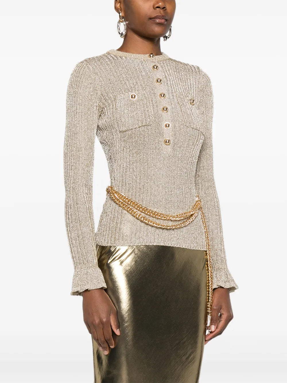GOLD LUREX RIBBED KNIT TOP