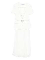 WHITE CREPE CHIFFON MIDI DRESS