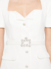 WHITE CREPE CHIFFON MIDI DRESS