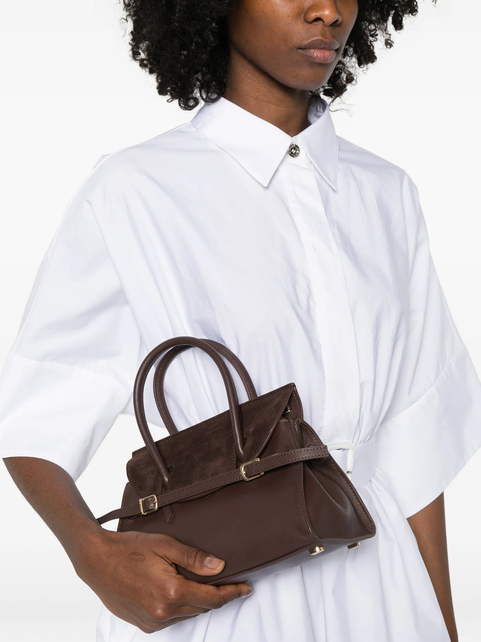 River small suede top handle bag