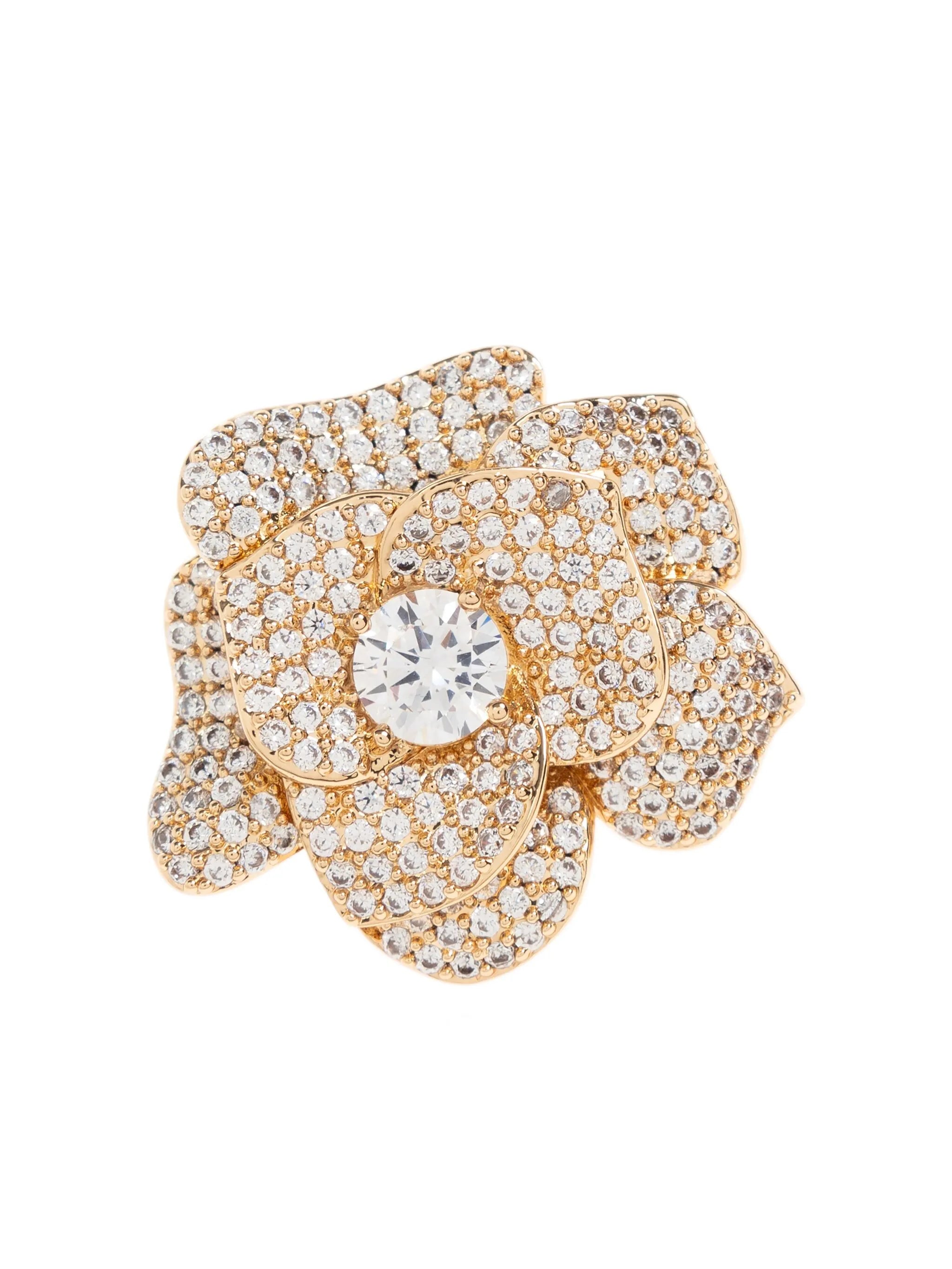 Gold Crystal Flower Earrings