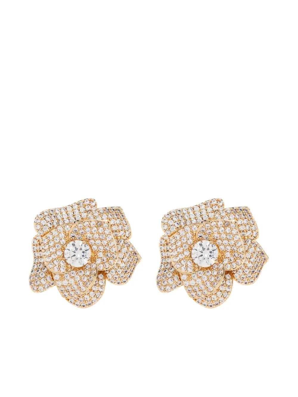 Gold Crystal Flower Earrings