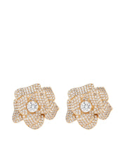 Gold Crystal Flower Earrings