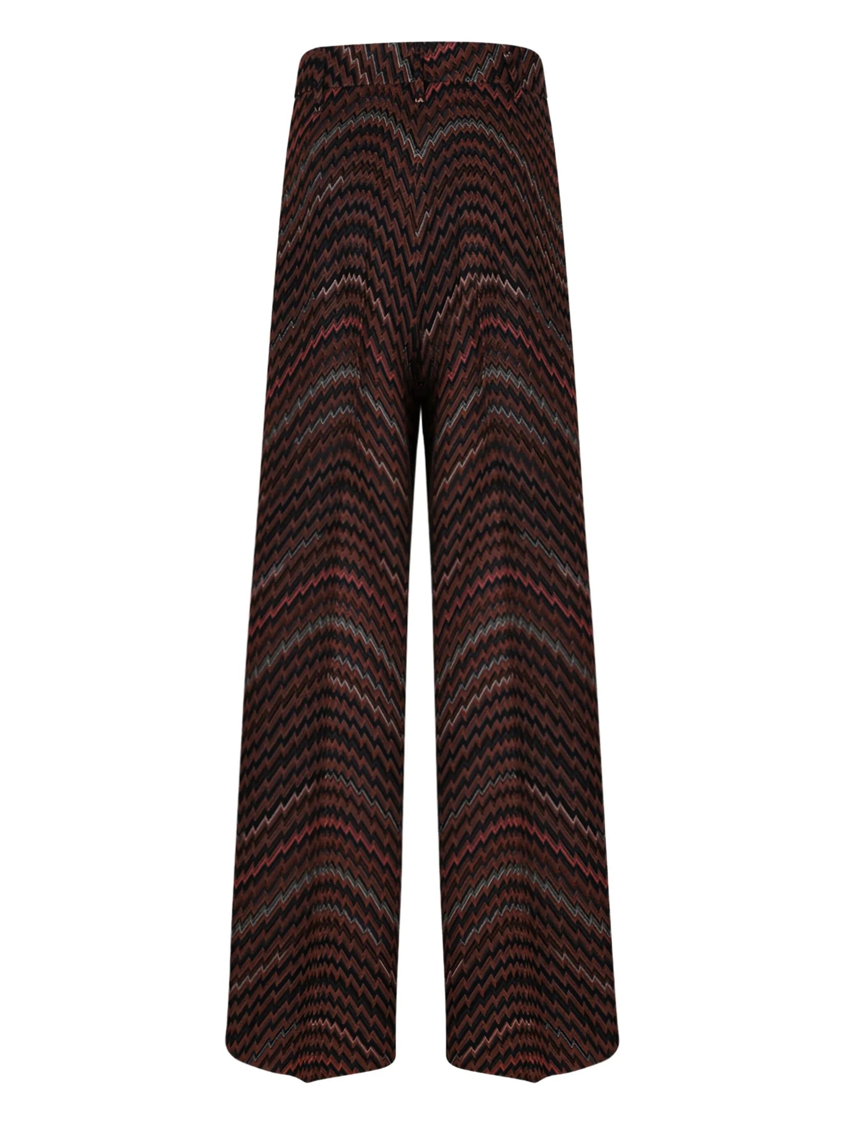 Mid-rise tailored pants with zigzag pattern