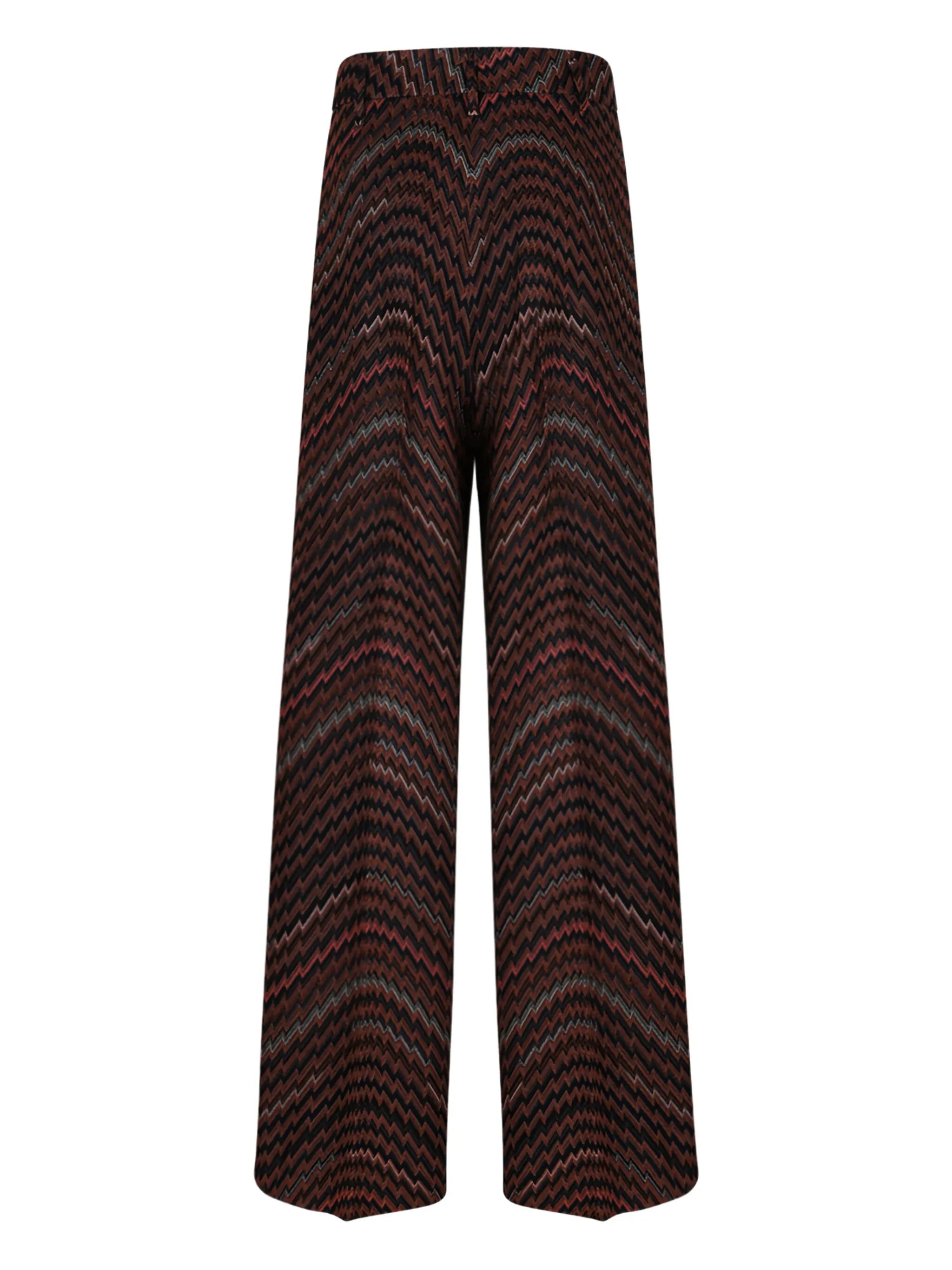 Mid-rise tailored pants with zigzag pattern