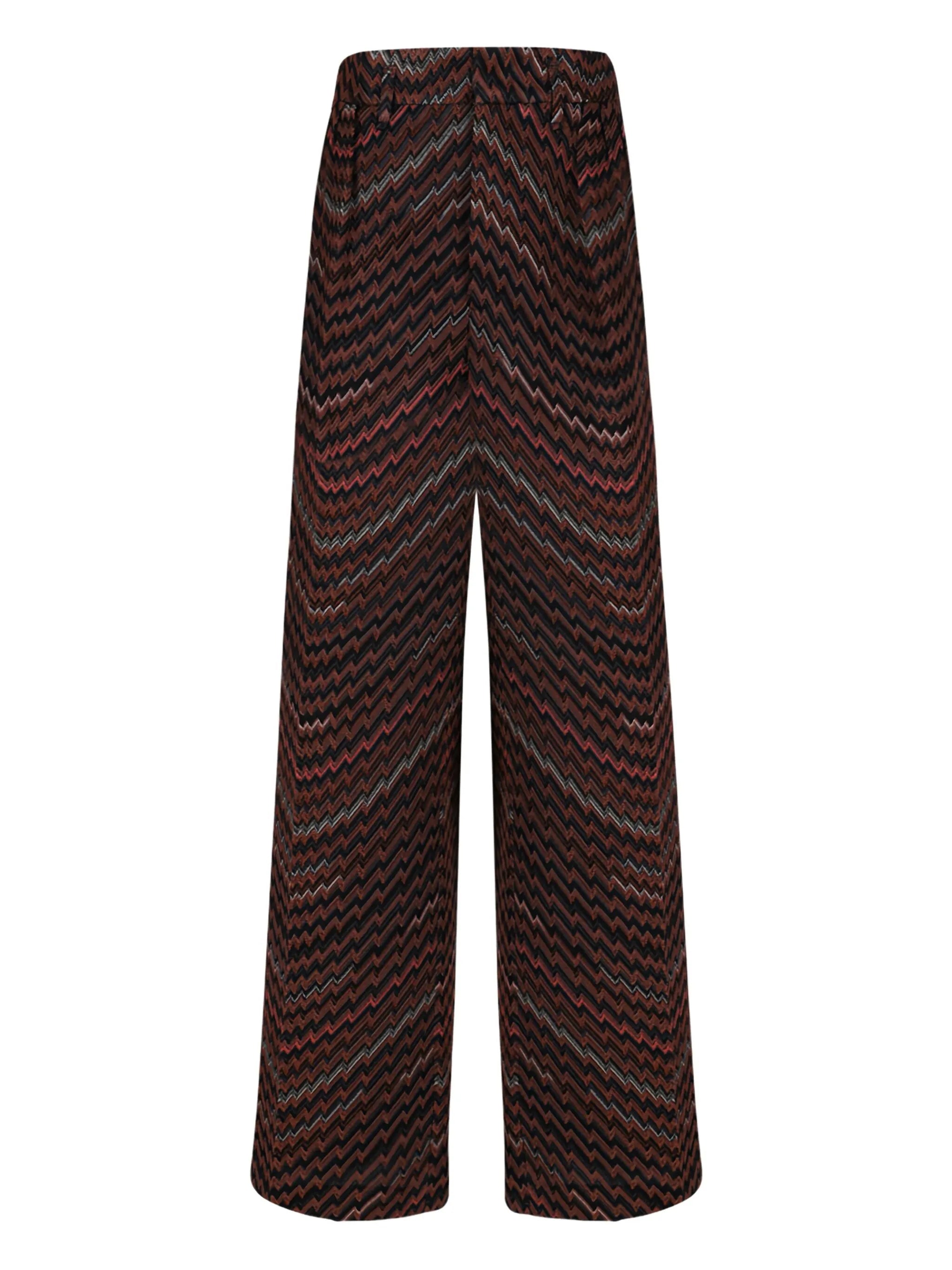 Mid-rise tailored pants with zigzag pattern