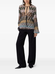 Crew neck blouse in embroidered lace