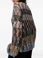 Crew neck blouse in embroidered lace