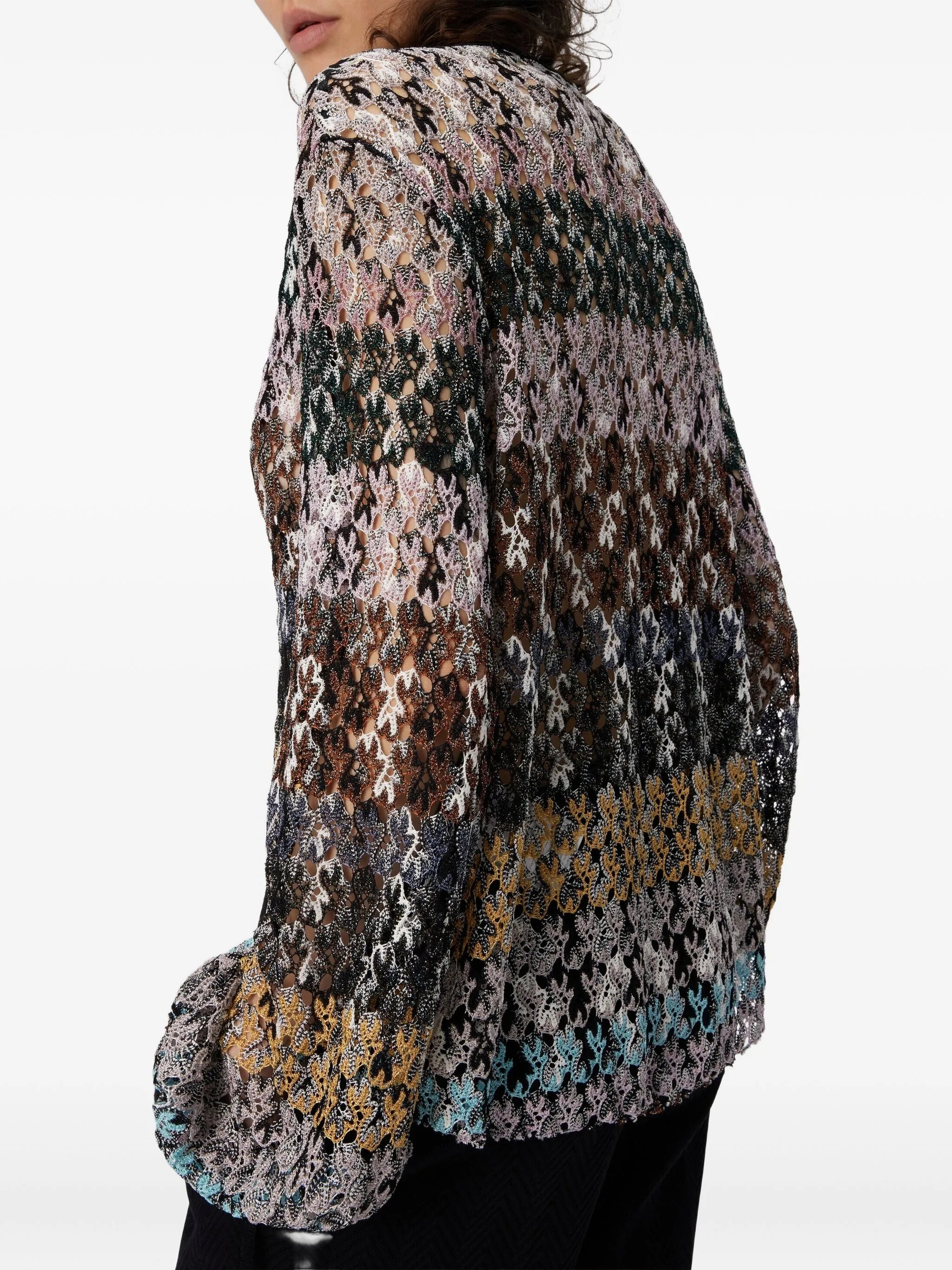 Crew neck blouse in embroidered lace