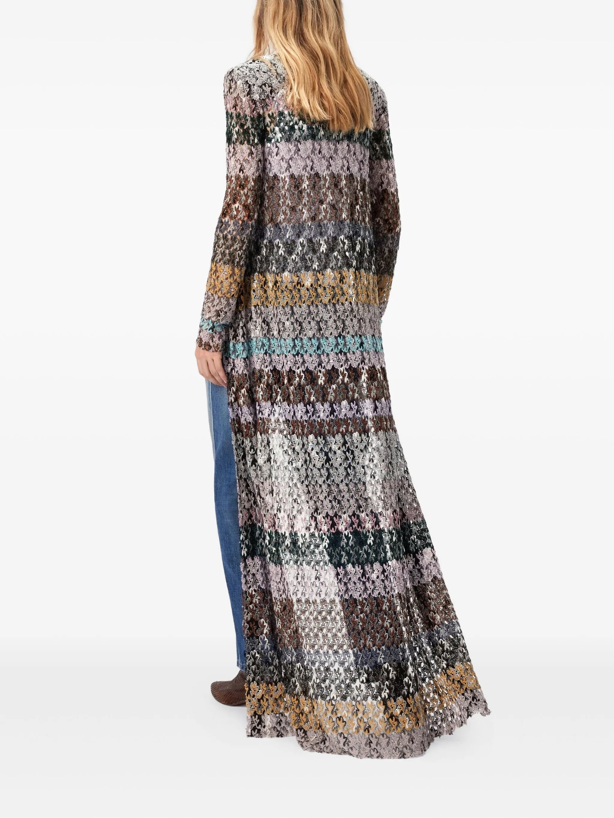 Long cardigan with lace straps