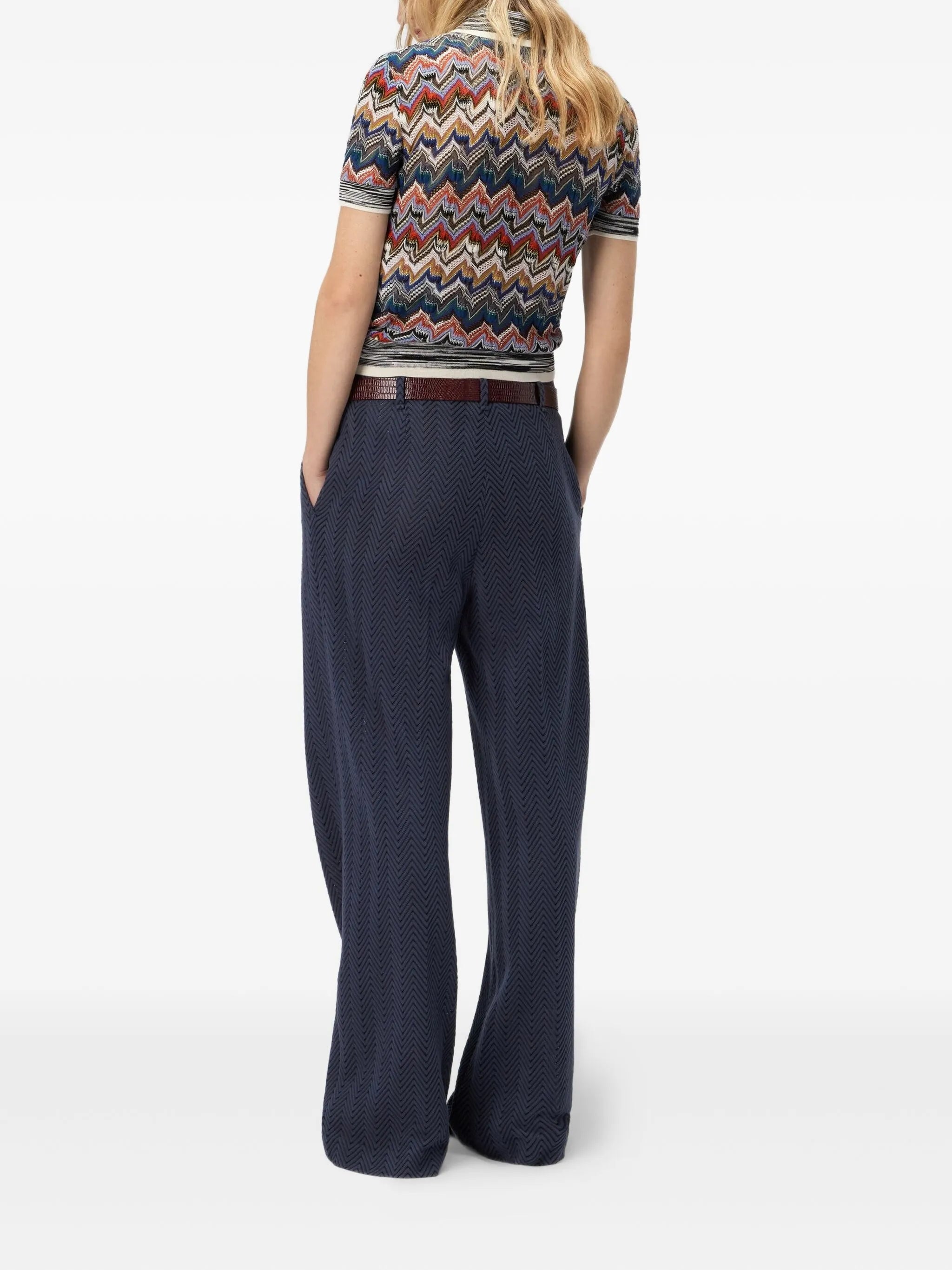 Tailored pants with zigzag pattern
