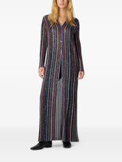 Long cardigan in herringbone stripe knit