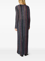 Long cardigan in herringbone stripe knit
