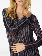 Long cardigan in herringbone stripe knit
